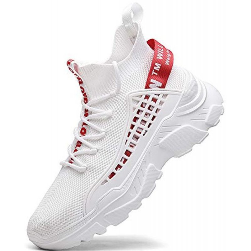 FZUU Mens Athletic Running Walking Shoes Non Slip Fashion Sneakers White