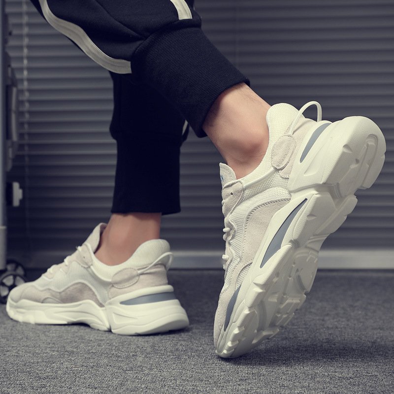 Men's shoes 2022 summer leather mesh breathable sneakers trend small white shoes men's casual shoes